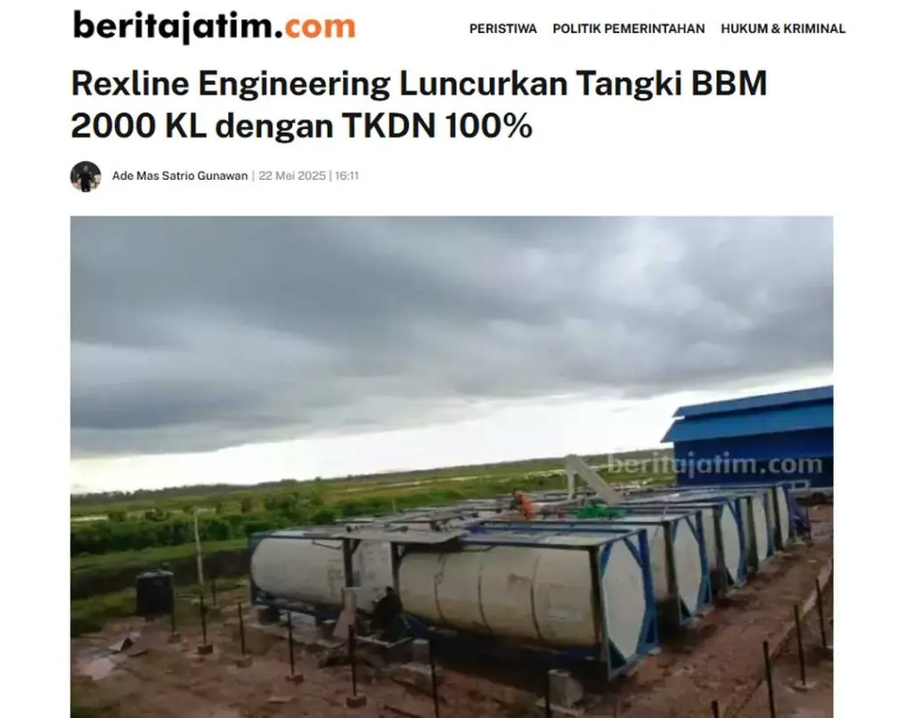 Rexline Engineering Luncurkan Tangki BBM 2000 KL Dengan TKDN