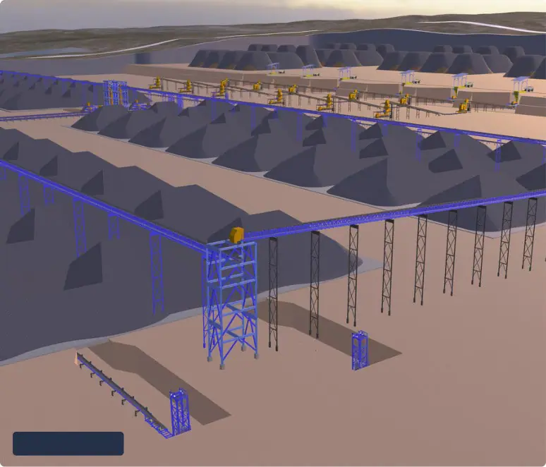 50 MTPA Limestone Mining, Crushing & Port Facility — Design model: port, stockyard and storage