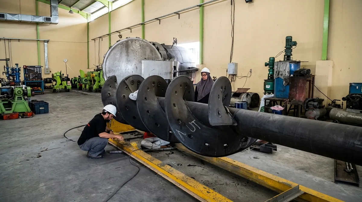 Screw feeder fabrication and wear lining